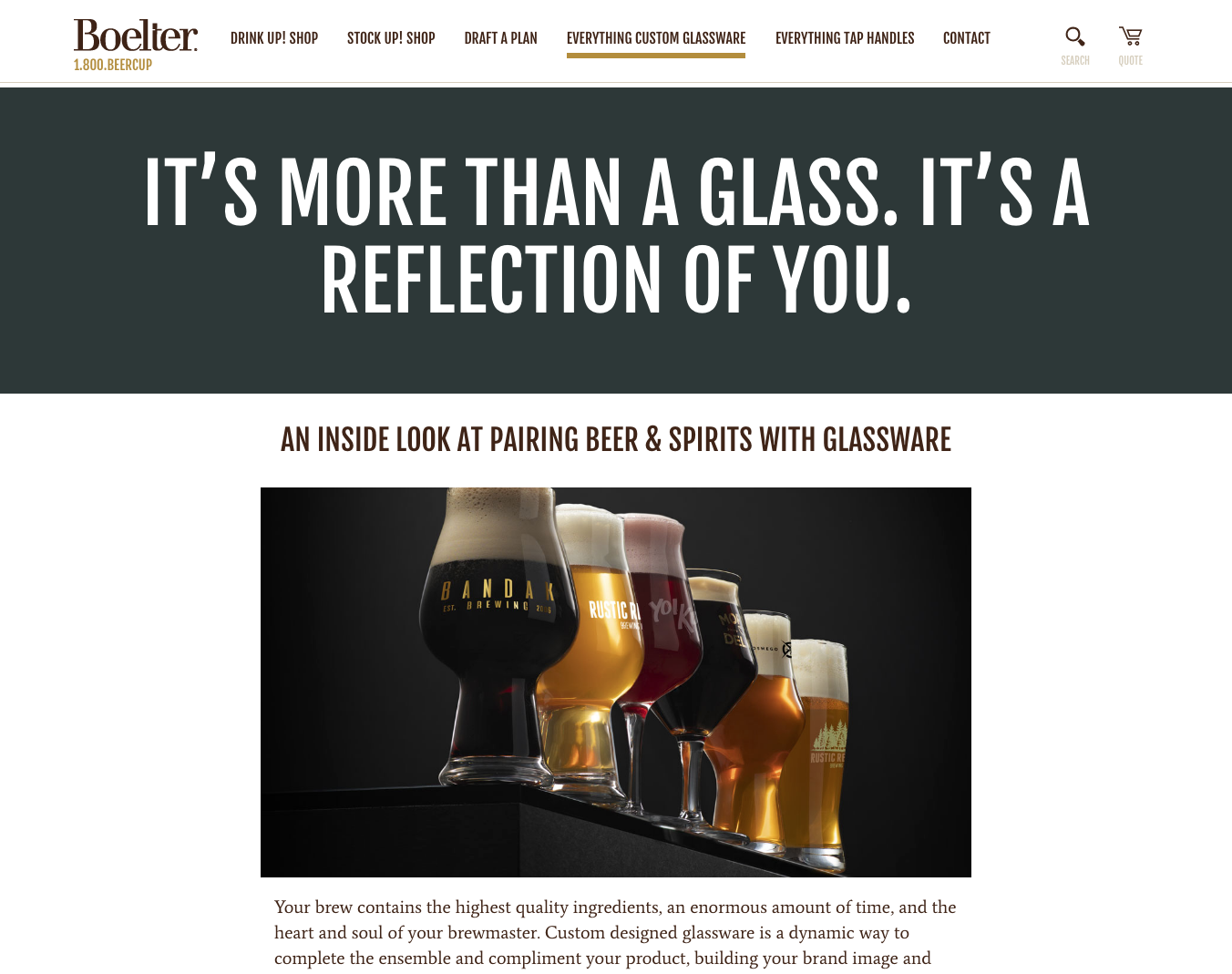 BeerCup Custom Glassware Pillar Page