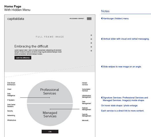 Cap Data Wireframe example