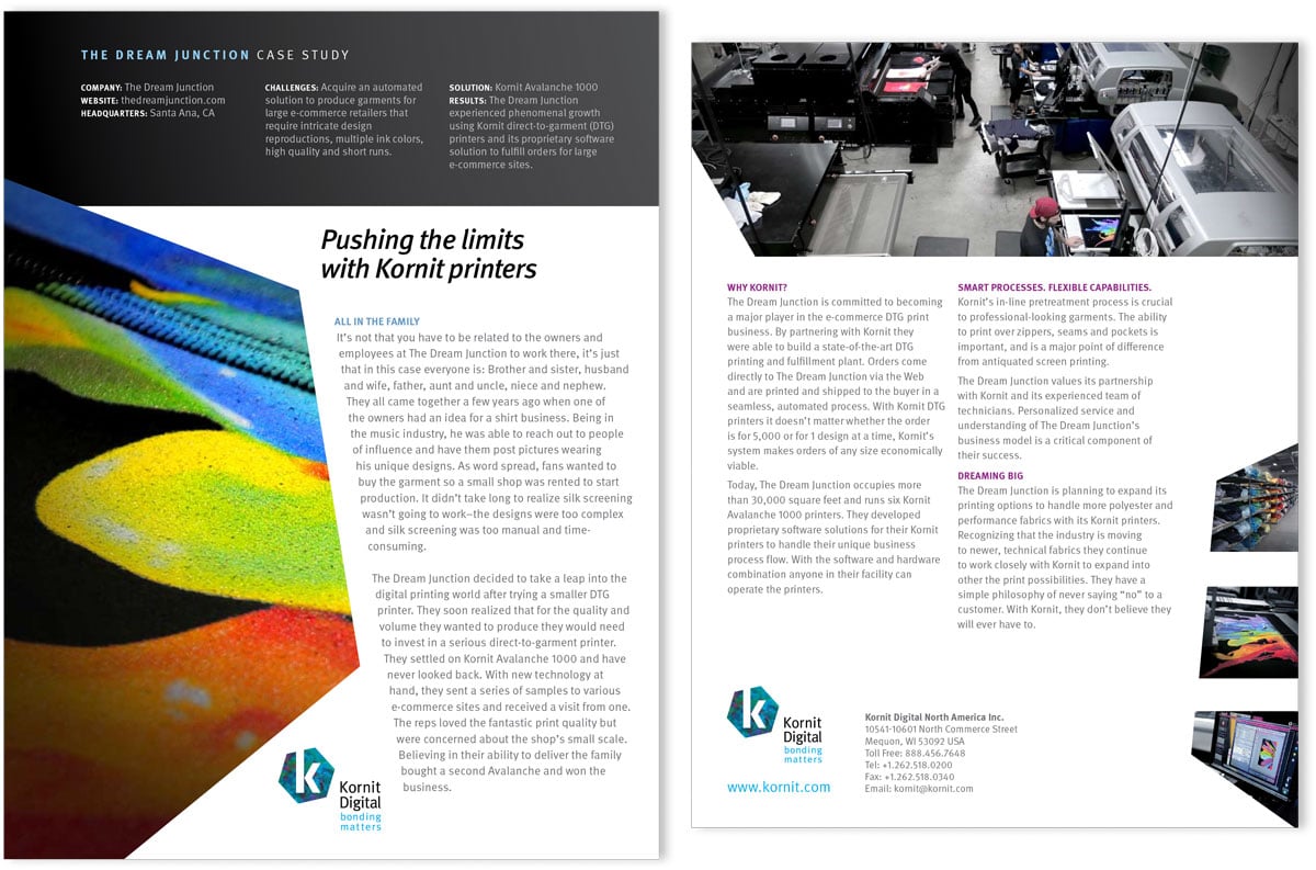 Kornit case study for The Dream Junction