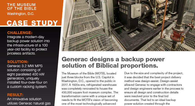 Generac case study on The Museum of the Bible