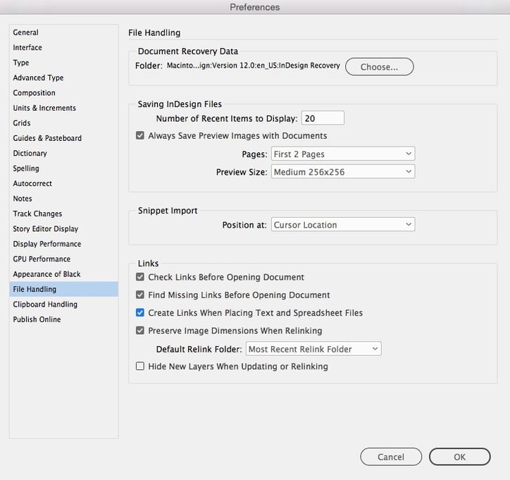 Create links when Placing Text and Spreadsheet files