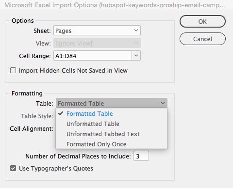 Select Formatted Table