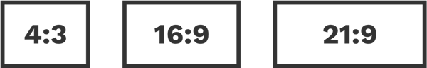 4:3, 16:9, and 21:9 aspect ratios compared