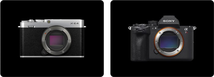 Fujifilm X-E4 and Sony a7R VI compared side-by-side