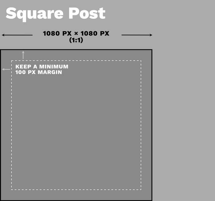 For square posts, use no less than 1080 px by 1080 px