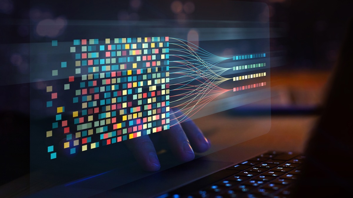 Data being grouped on computer screen