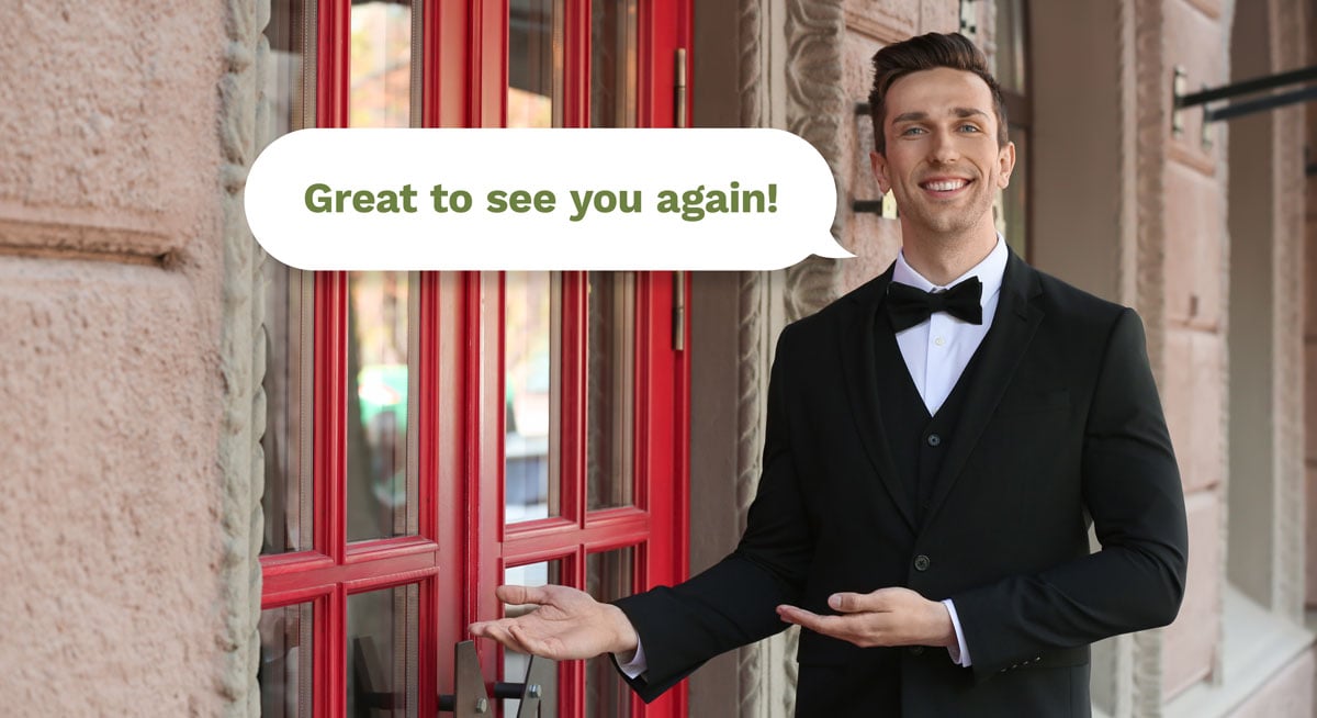 Man greeting customer